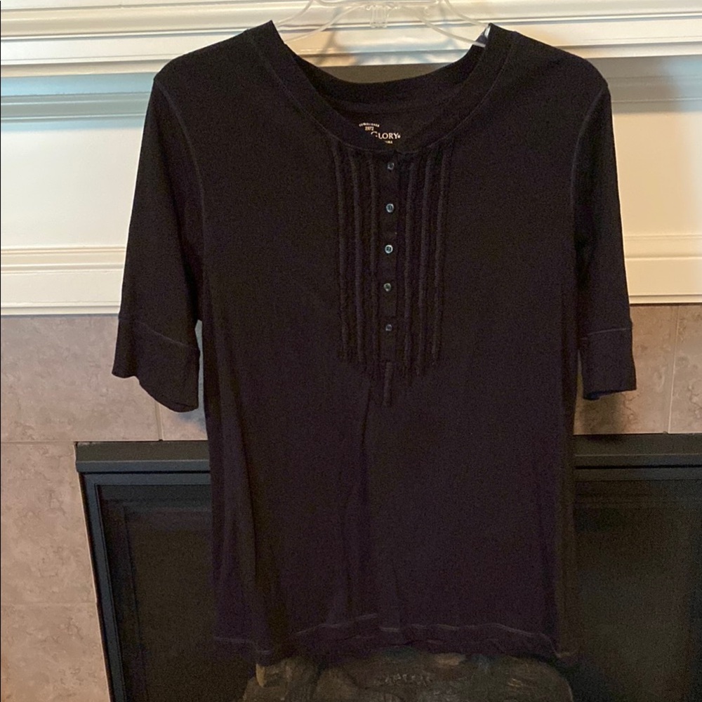 Black Button-Front Top